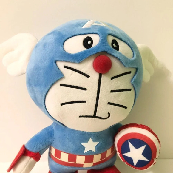 Doraemon Captain America Plush Window Cling 10 Inch Tall Stuffed Toy - Picture 12 of 13